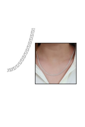 Tesbihane Unisex 925 Ayar Gümüş Kolye Garibaldi Zincir (M-2) 125000010
