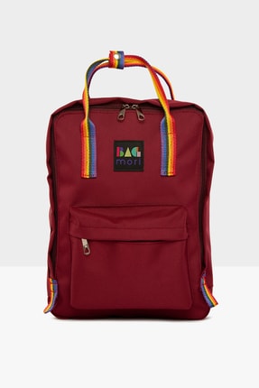 Bagmori Bordo Unisex Renkli Kolonlu Kare Askı Ayarlı Sırt Çantası M000004098