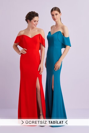 Oleg Cassini Kadın Turuncu Straplez Krep Abiye Elbise 4XLVC3524