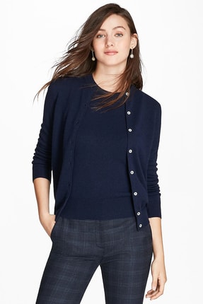 Brooks Brothers Kadın Lacivert Kaşmir Triko Hırka 1-00095881