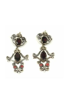 Nusret Takı 925 Ayar Gümüş ve Bronz Karışımı Garnet Taşlı Otantik Küpe WGOTKP015