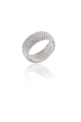Söğütlü Silver Kadın Tamtur Beş Sıralı Zirkon Taşlı Yüzük Beyaz-20 SGTL5730-10894