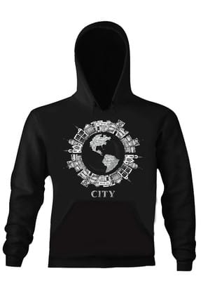 Art T-shirt CITY WORLD MAP UNISEX KAPÜŞONLU SWEATHIRT - ARTRND02237W