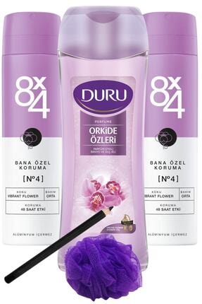 8x4 No.4 Vıbrant Flower Kadın Deo 150ml + Duru Orkide Duş Jeli 450ml/set 5 Parça