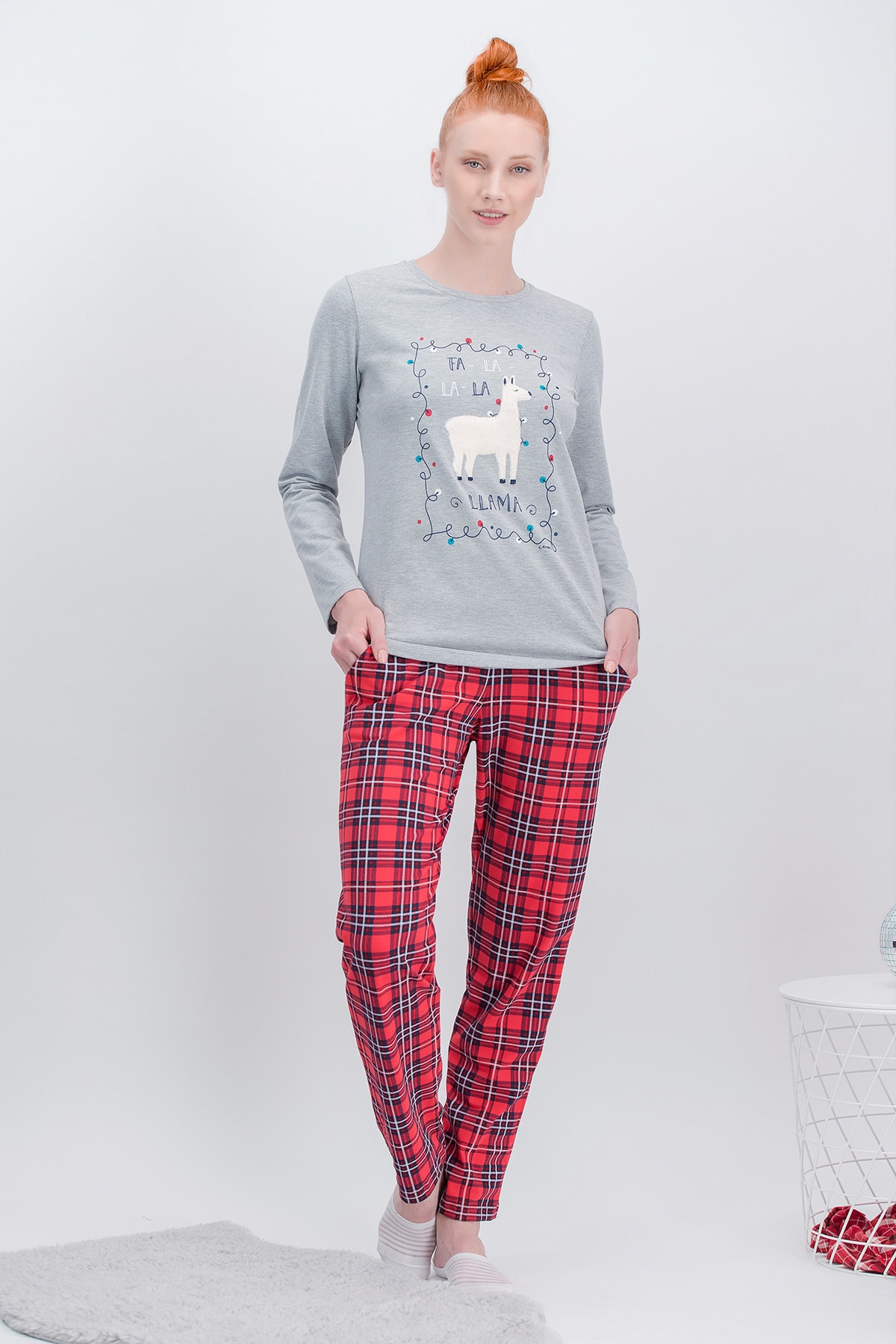 Arnetta La La Lama Ekose Grimelanj Pijama Takımı Yeni Yıl Özel